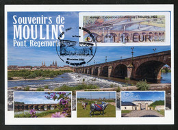 FRANCE (2022) Carte Maximum Card ATM LISA - émax Exposition Philatélique Moulins 2022 Pont Régemortes, Bridge, Puente - 2020-…