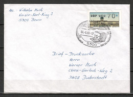 Berlin; ATM (FDC): MiNr. 1, Auf Portoger. Drucksache Von Bonn Nach Duderstadt; F-262 - Machine Labels [ATM]