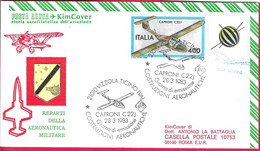 ANNULLO SPECIALE F.D.C. " VIZZOLA TICINO (VA) - CAPRONI C22J *28.3.1983* COSTRUZIONI AERONAUTICHE" SU BUSTA KIM COVER - 1981-90: Storia Postale