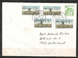 Berlin; ATM: MiNr. 1 (4x) + Bund 1038, Auf Portoger. Brief Von Bünde Nach Duderstadt; F-263 - Machine Labels [ATM]