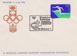 Poland Postmark D78.06.03 MALBORK.03kop: Sport Youth Olympics Run (analogous) - Interi Postali
