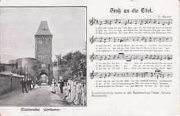 2104  26Bad Munstereifel Werthertor (auch Liedkarte, Klavierbegleitung Bei Fr. Schulte) (leichte Falte) - Bad Muenstereifel