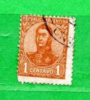 (Us.7) Argentina ° 1908-1909 - Effigie De San MARTIN.  C. 1 Yv. 133. Oblitérer. - Used Stamps