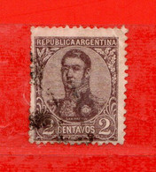 (Us.7) Argentina ° 1908-1909 - Effigie De San MARTIN.  C. 2. Yv. 134. Oblitérer. - Usati