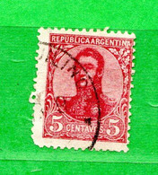 (Us.7) Argentina ° 1908-1909 - Effigie De San MARTIN.  C. 5. Yv. 137. Oblitérer. - Used Stamps