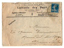 TB 3631 - 1922 - LSC - Lettre - Laiterie Des FAYT Par CARTIGNIES ( Nord ) Pour AVESNES - SUR - HELPE - 1921-1960: Période Moderne