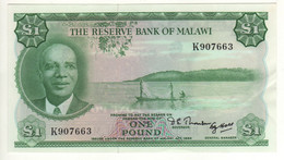 MALAWI  1 Pound  P3A  (L.1964  Two Signature !)  President Dr. Hastings Kamuzu Banda, Lake Malawi + Cotton Harvest UNC - Malawi