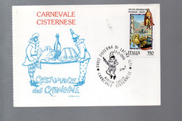 1EML - ITALIA 11.2.1986 CISTERNA LATINA, Annullo Commemorativo "..CARNEVALE CISTERNESE..." - 1981-90: Storia Postale