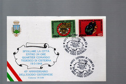 6EML - ITALIA 19.3.1989 CISTERNA , Annullo Commemorativo "..ESODO CISTERNESE..." - 1981-90: Storia Postale