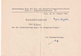 37447 -  - Zahlungsbestätigung Impfung Hongkong Grippe , Wien -  1969 - Österreich