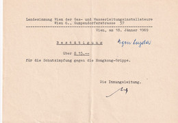 37447 -  - Zahlungsbestätigung Impfung Hongkong Grippe , Wien -  1969 - Austria