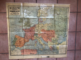 Carte Europe Centrale Chemin De Fer, Navigation, Taride, Vers 1886 - 1909 - Cartes Routières
