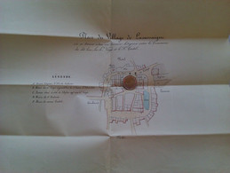 Plan Du Village De Lacassaigne (La Cassaigne Aude) - Carte à La Main Du Milieu XIXe Siècle - Cartes Topographiques