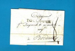 1799 LAC NEGOCE COMMERCE   De Toulouse Marque Postale  30 TOULOUSE  Lacals Frères & Evesque Pour Dupuch Bordeaux V.SCANS - 1701-1800: Précurseurs XVIII