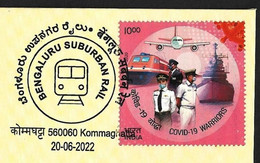 India 2022 Bengaluru Suburban Rail , Railway,Train ,Railway Station COVID-19 Coronavirus ,Special Cover (**) Inde Indien - Storia Postale