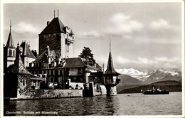 37750 - Schweiz - Oberhofen , Schloss Mit Blüemlisalp , Dampfer - Nicht Gelaufen - Oberhofen Am Thunersee