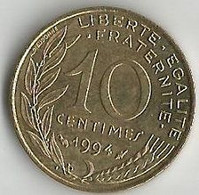 Pièce De Monnaie 10  Centimes Marianne 1994 Dauphin - 10 Centimes