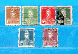 Delcampe - (Us.7) Argentina ° 1923-1932 - San Martin.Yv. 297-299-301-302-303-307. Oblitérer.  Come Scansione. - Gebruikt