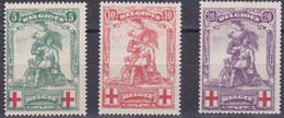 B01-402-3 Timbre ** 126 127 128 Monument Mérode Croix Rouge 1914 - 1914-1915 Croix-Rouge