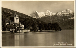 38593 - Schweiz - Schloß Oberhofen Mit Eiger , Mönch Und Jungfrau - Nicht Gelaufen - Oberhofen Am Thunersee