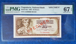 Banknotes   1968 Yugoslavia 10 Dinara SPECIMEN PMG  67 - Ficción & Especímenes