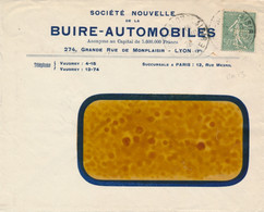 Semeuse 198 Perforée " BA " BUIRE AUTOMOBILES " LYON Rhône Sur Lettre à En-tête - Storia Postale