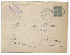 PIERREFORT Cantal 15c Semeuse Lignée Yv 130 Ob 30 8 1906 Avec Levée 1 E Exp Notaire Compagnon - Manual Postmarks
