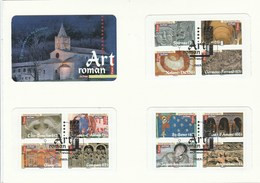 FRANCE CARNET 12 TIMBRES OBLITERE 1ER JOUR ART ROMAN YT 455 A 466  SUR FRAGMENT - - Commémoratifs