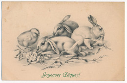 CPA PÂQUES - Joyeuses Pâques - Lapins Et Poussin M.M. VIENNE M. MUNK N°428 - Easter