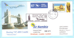 NAMIBIA (SWA) 929 Rand - Löwe Tiere --- FFC SW 271 Windhoek - London 02.11.1999 --- Karte Brief (2 Scan)(40489) - Namibia (1990- ...)