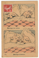 CPA Illustrateur Xavier Sager - Mariage De Raison Mariage D'amour - Cochons Humanisés - Sager, Xavier