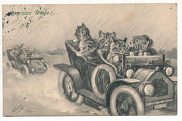 CPA Illustrateur Vienne N. Parker Viennoise - Chats Humanisés En Voiture - Vienne