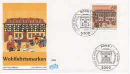 Germany Deutschland 1991 FDC Wohlfahrtspflege Wohlfahrt Wohlfahrtsmarken, Poststation Budingen, Bonn - 1991-2000