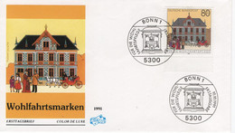 Germany Deutschland 1991 FDC Wohlfahrtspflege Wohlfahrt Wohlfahrtsmarken, Postamt Lauscha, Bonn - 1991-2000