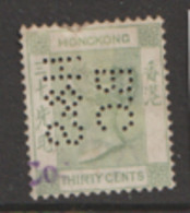 Hong Kong    1887   SG  39a  30 C Perfin  Fine Used - Ongebruikt
