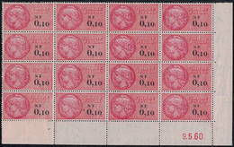 TIMBRE MOBILE - FISCAUX GENERAUX - N°325 - NEUF AVEC GOMME SANS TRACE SAUF 2 TIMBRES - BLOC DE 16 COIN DATE - N°BLEU AU - Marken