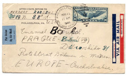 1941 Philadelphia, Nach Prag, Zensur, Luftpost, Air Mail - 1941-60