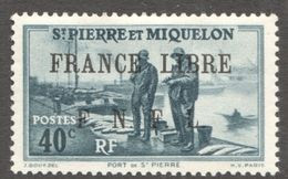 Surcharge «FRANCE LIBRE / F. N. F. L. »  Sur 40 Cent Port De St-Pierre  Y&T 255 * MH - Neufs