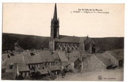 Vallee De La Meuse Fumay L'eglise Et Vue Panoramique Edition Hautmont Cachet Le Foyer Du Soldat Militaria - Fumay