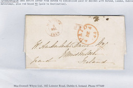 Ireland Belgium Fermanagh 1844 Letter OSTENDE 2 DEC 1844 To Enniskillen Prepaid "12", Blue ENNISKILLEN DE 6 1844 Cds - Vorphilatelie