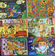 INDIA 2021 Corona Warriors Of India Post COVID-19 Epidemic Mask Doctor Coronavirus 6v Postcards SET (**) Inde Indien - Lettres & Documents