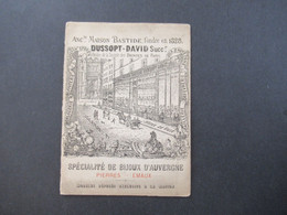 Frankreich Um 1890 Dekorative Werbekarte / Visitenkarte Klappkarte Mit Stadtplan Clermont / Maison Bastide Dussopt David - Advertising