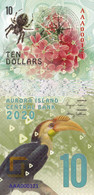 Superbe  Aurora Islands 10 Dollars 2020 UNC  POLYMER  Emission Privée - Fiktive & Specimen