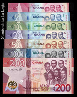 Ghana Full Set 1 5 10 20 50 100 200 Cedis 2019 (2020) Pick New SC UNC - Ghana