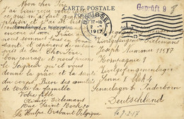 2443PR/ CP Congo écrite De La Hulpe Obl.càp Brüssel 1917 > PDG -POW Sennelager Paderborn Geprüft 9 - Prisioneros