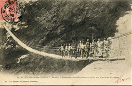 14678  St JULIEN De MAURIENNE  :  ARDOISIERES  PASSERELLE BERTOLLIN DONNANT ACCES AUX  - METIER  Circulée En 1905 - Saint Michel De Maurienne