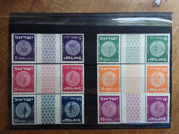 ISRAELE 1950 - Antiche Monete - 6 Têtê-bêche Con Ponte - Nuovi ** + Spese Postali - Unused Stamps (with Tabs)