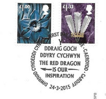 GB - 2015 New  Regional Definitives   CYMRU/WALES (2)    FDC Or  USED  "ON PIECE" - SEE NOTES  And Scans - 2011-2020 Dezimalausgaben