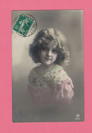 XA1117  JEUNE FILLE  FILLETTE , ENFANT, GIRL , FAMOUS GRETE REINWALD EMBROIDERED LACE DRESS CURLY HAIR - Portraits