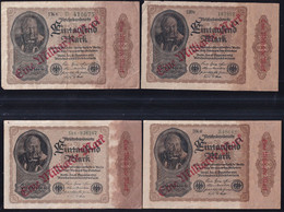 4x 1 Mrd. Mark Auf 1.000 Mark 15.12.1922 - Varianten FZ E (DEU-126) - 1 Mrd. Mark